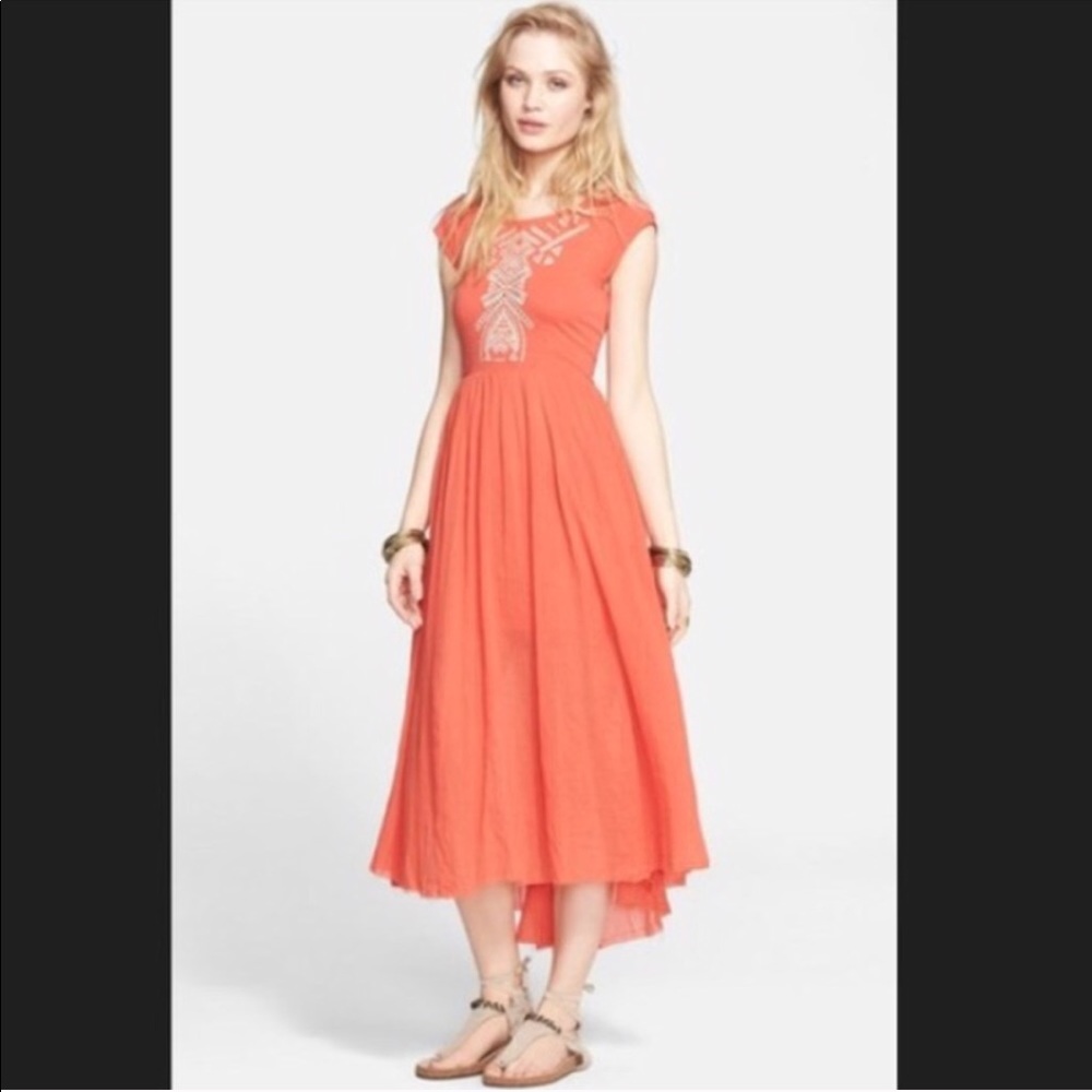 Free People Tangerine orange summer dress. NWT